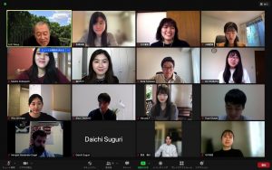 The student member online session “Perspectives on the international affairs -U.S.A, China. and Japan-” by President Fujisaki of The America-Japan Society